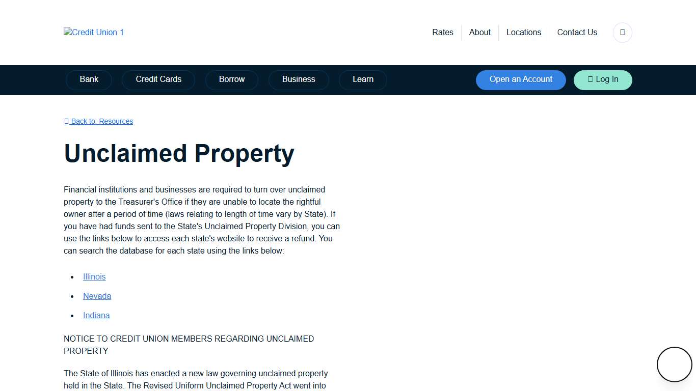 Find Out If You Have Unclaimed Property | Credit Union 1 | Credit Union 1