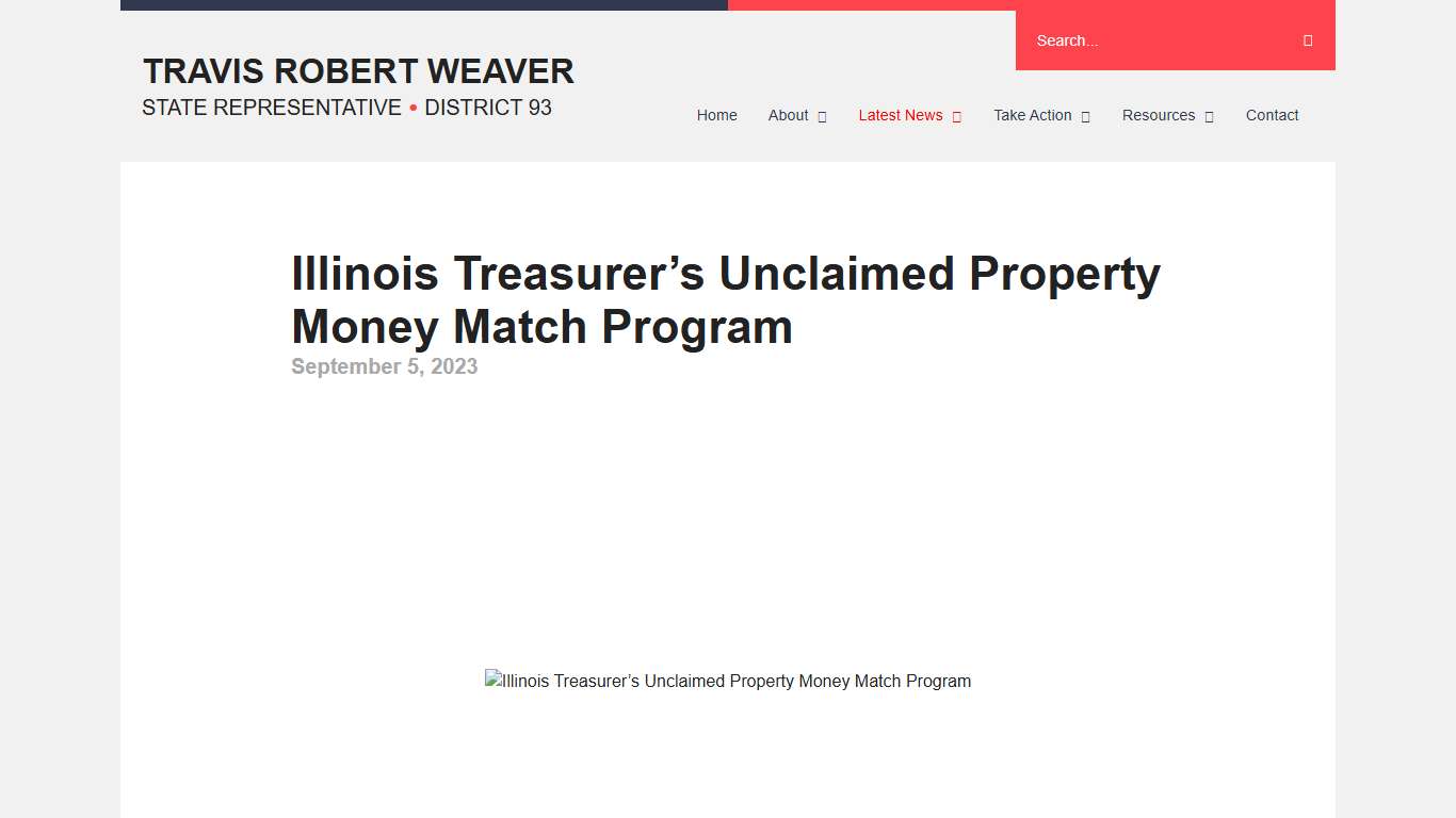 Illinois Treasurer’s Unclaimed Property Money Match Program - Travis Robert Weaver